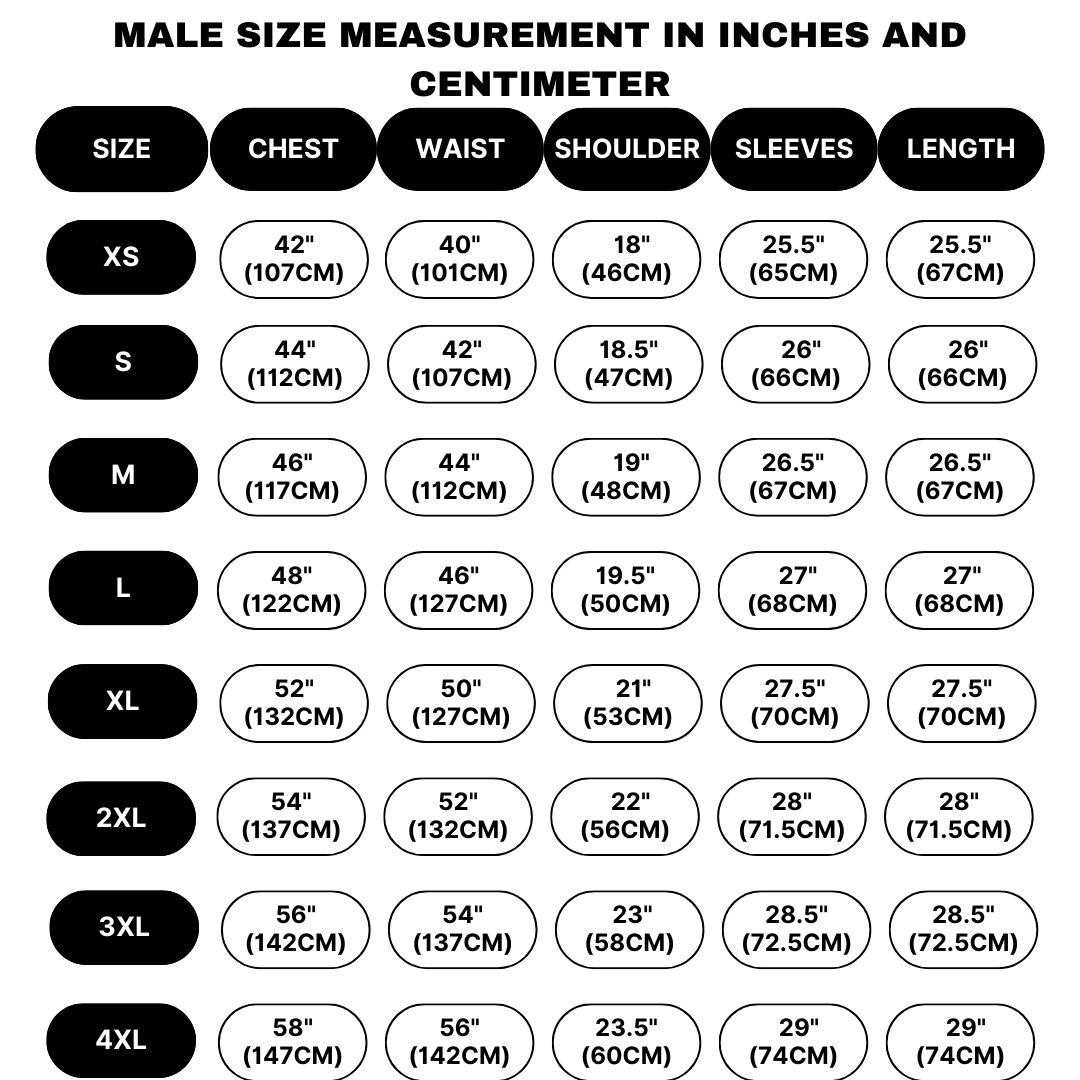 Male Size Chart